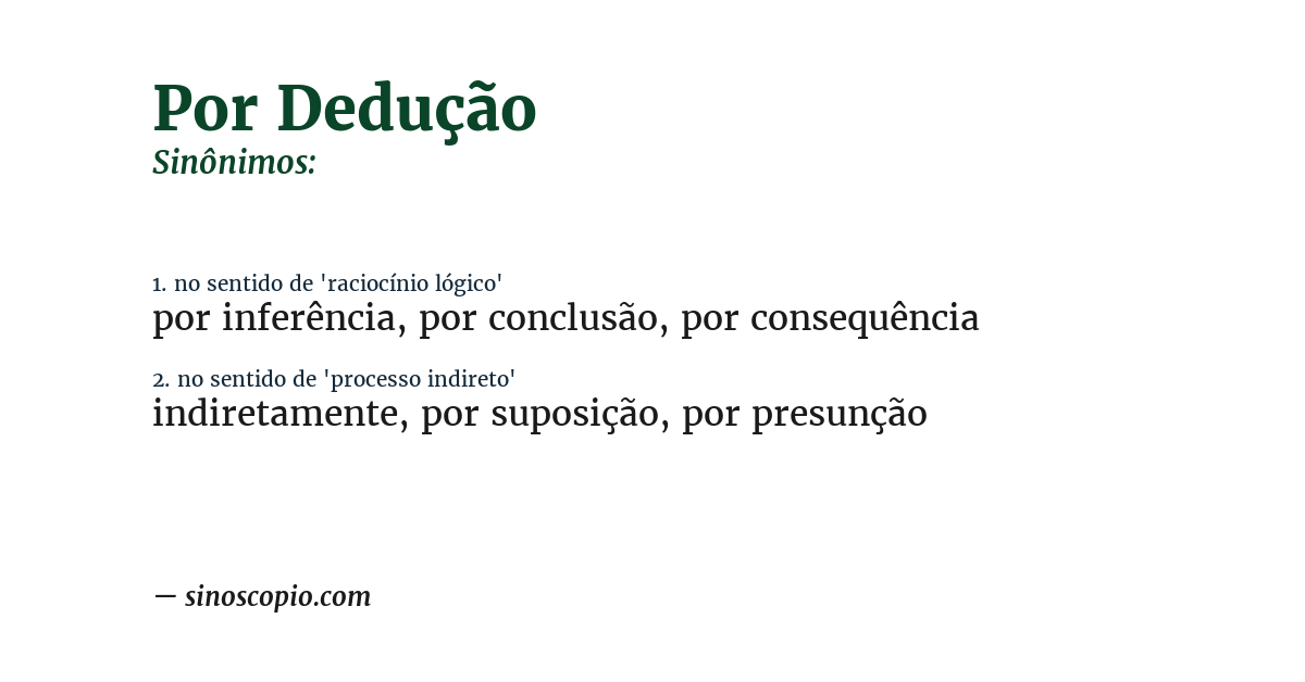 Sinônimo de por dedução