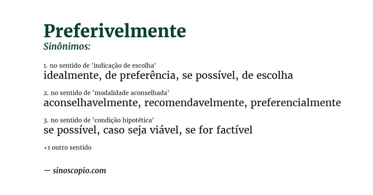 Sinônimo de preferivelmente