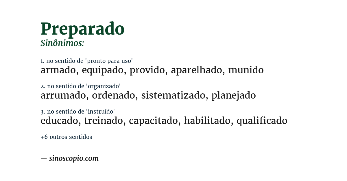 Sinônimo de preparado