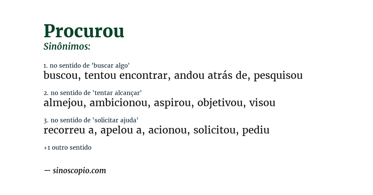 Sinônimo de procurou