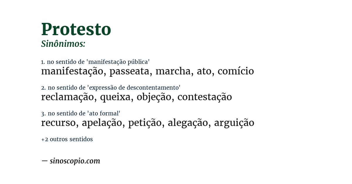 Sinônimo de protesto