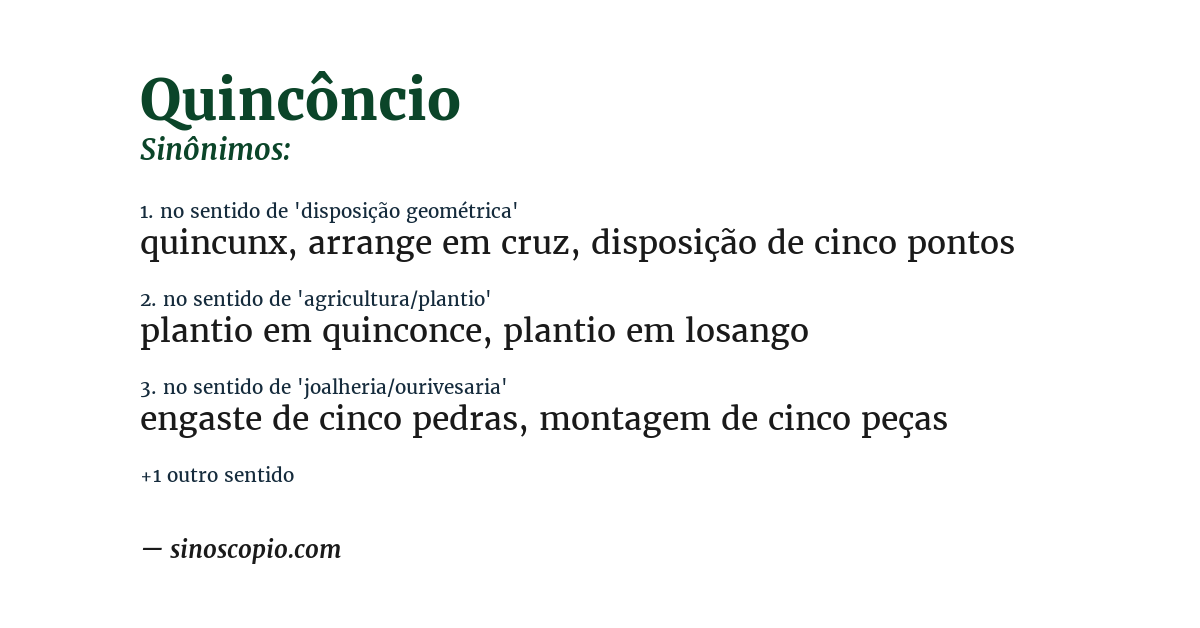 Sinônimo de quincôncio