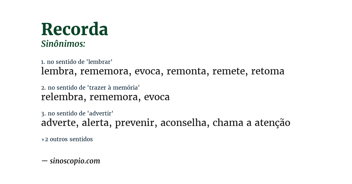 Sinônimo de recorda