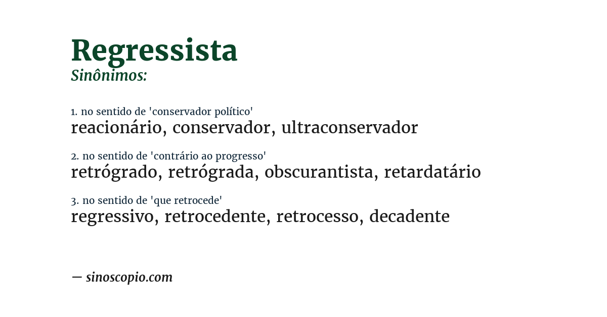Sinônimo de regressista