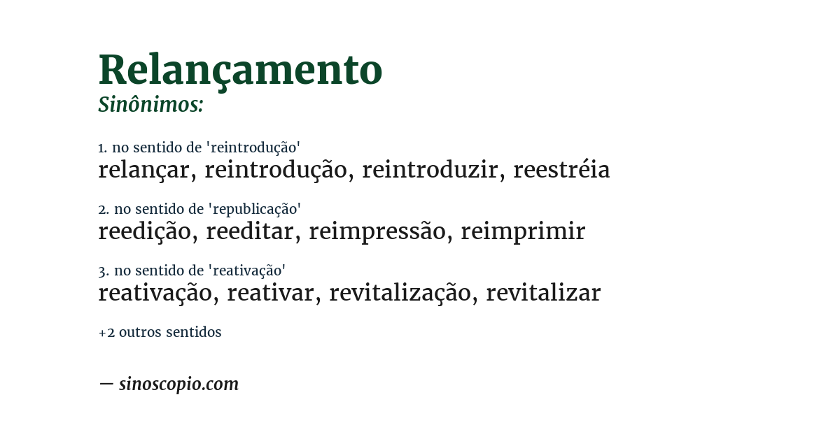 Sinônimo de relançamento