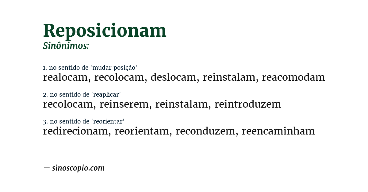 Sinônimo de reposicionam
