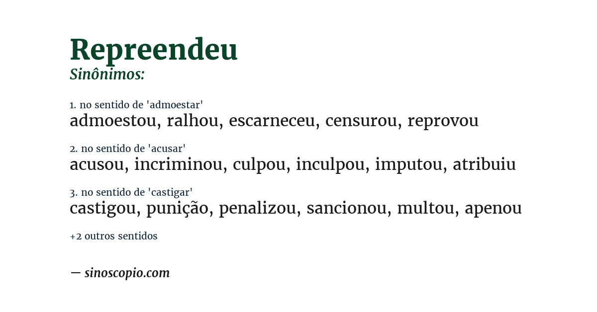 Sinônimo de repreendeu