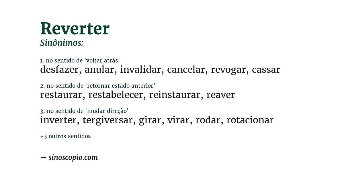 Sinônimo de reverter