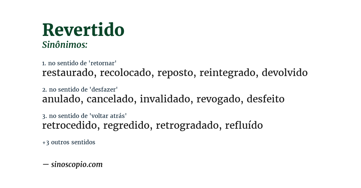 Sinônimo de revertido