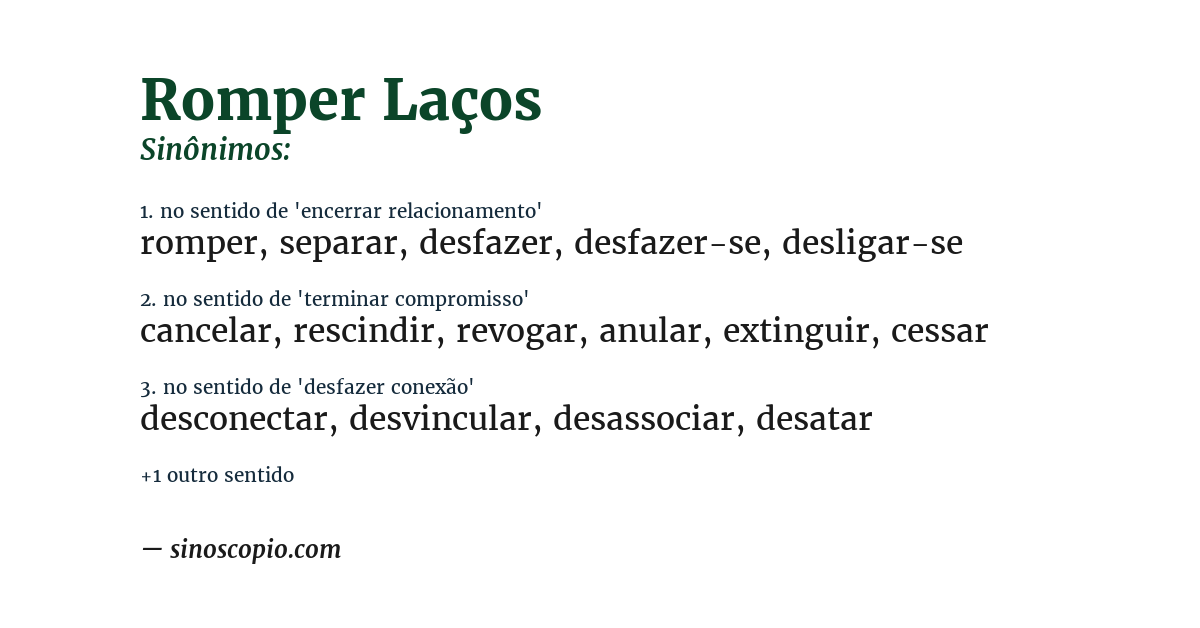 Sinônimo de romper laços