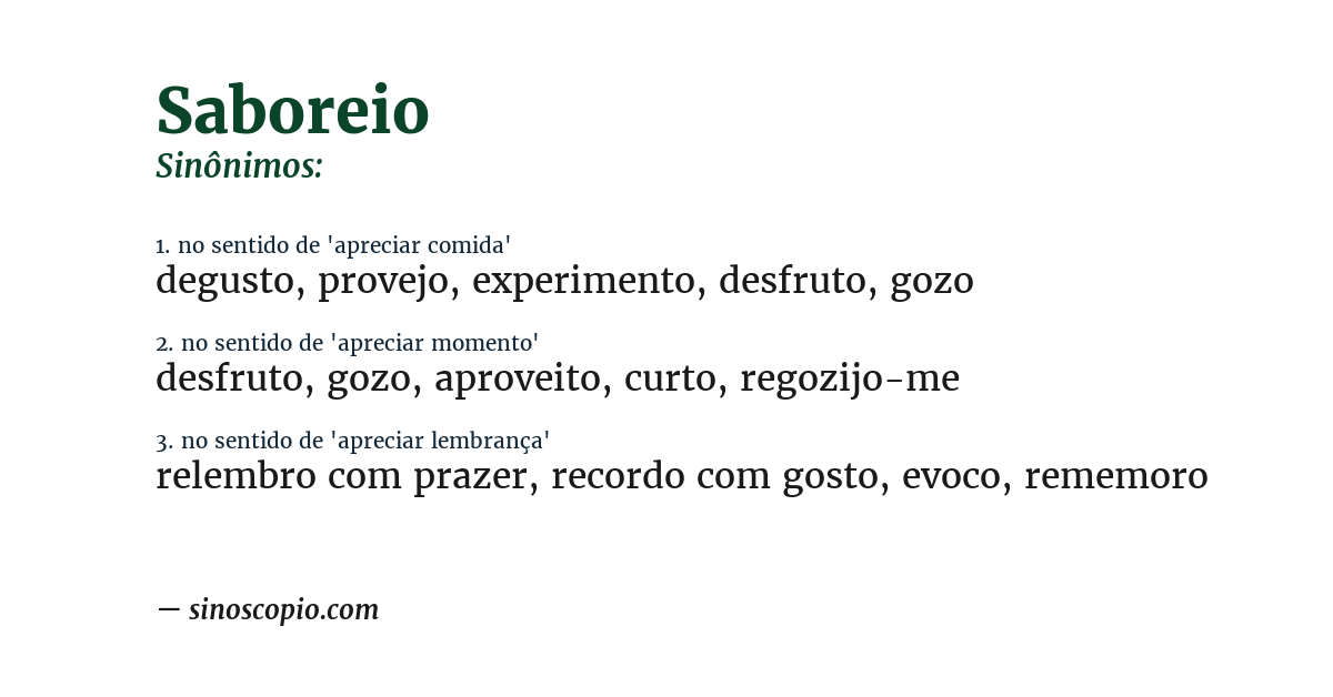 Sinônimo de saboreio
