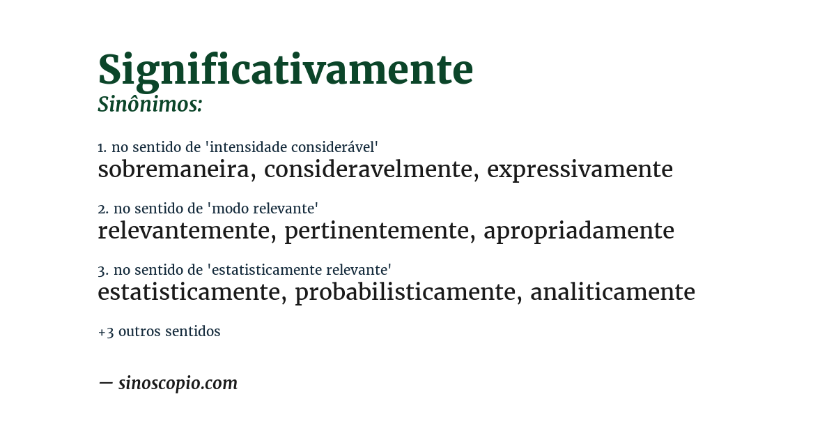 Sinônimo de significativamente