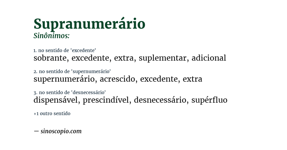 Sinônimo de supranumerário