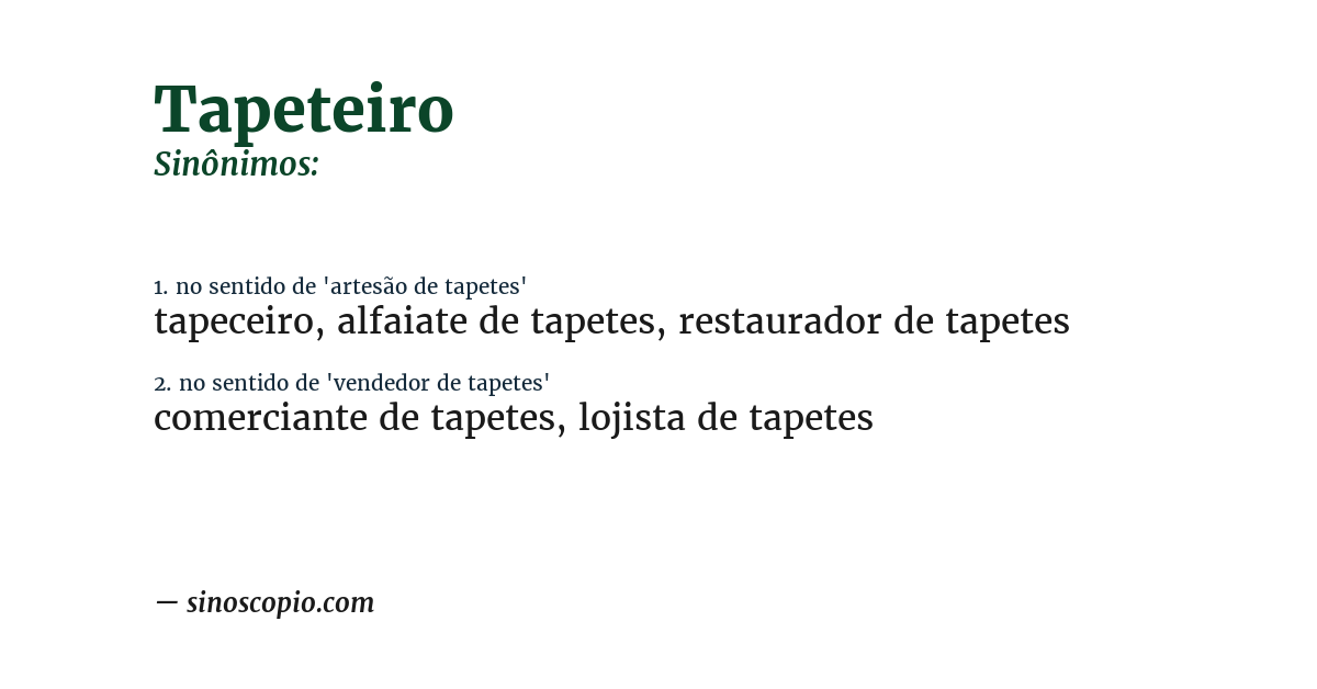 Sinônimo de tapeteiro