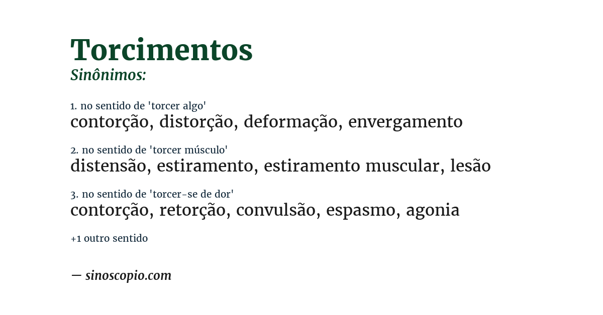 Sinônimo de torcimentos
