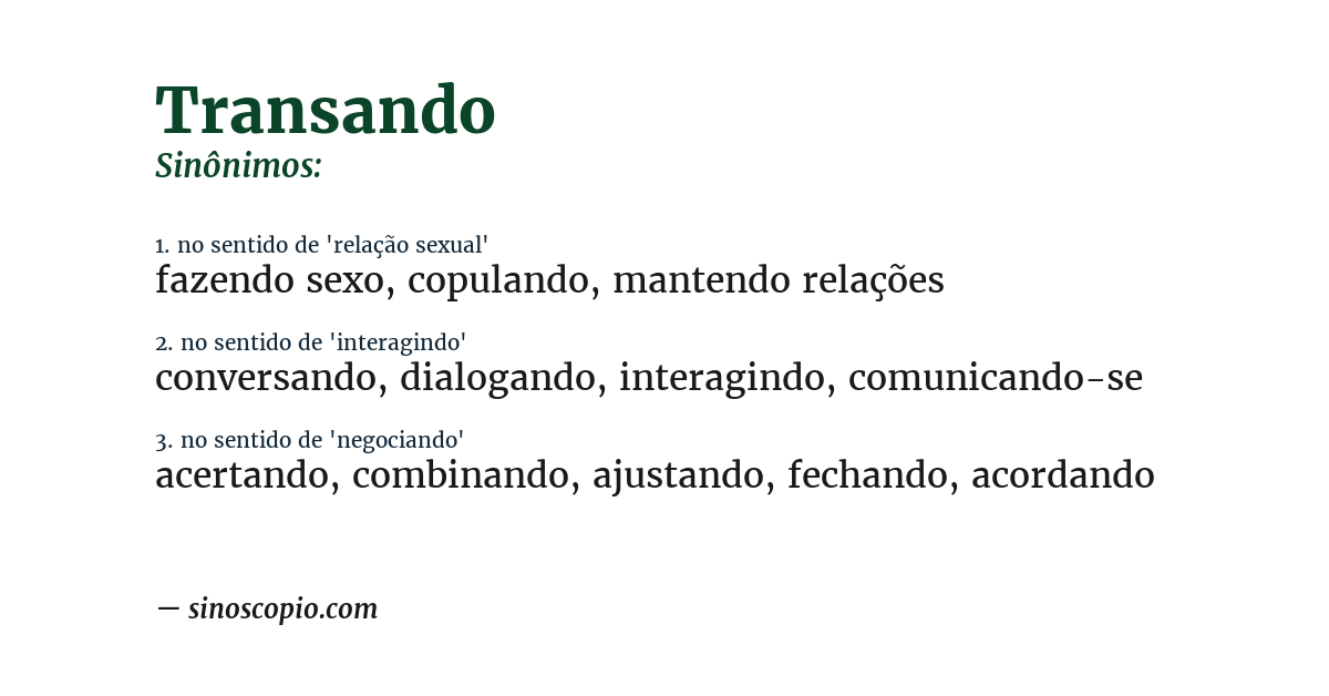 Sinônimo de transando