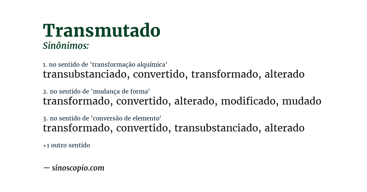 Sinônimo de transmutado