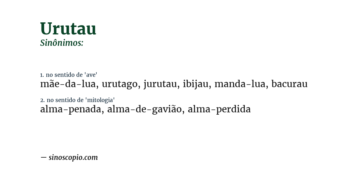 Sinônimo de urutau