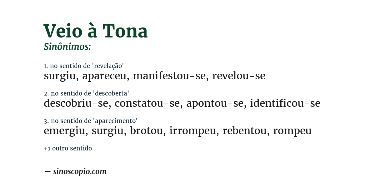 Sinônimo de veio à tona