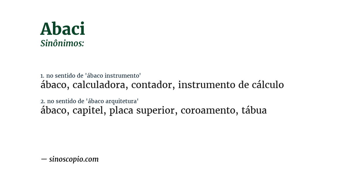 Sinônimo de abaci