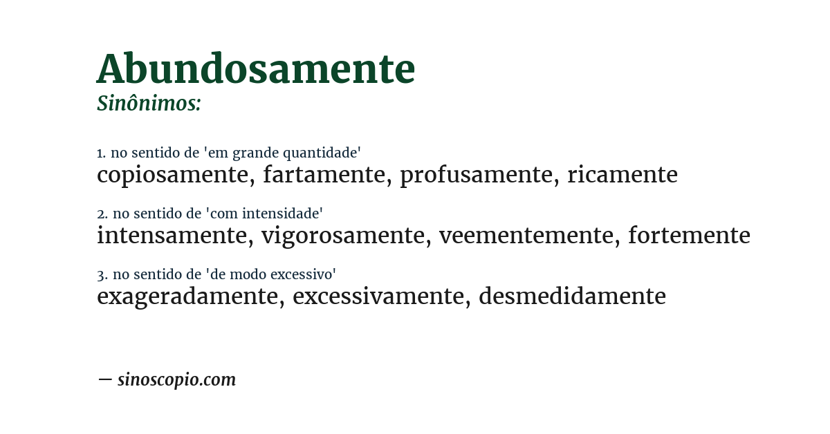 Sinônimo de abundosamente