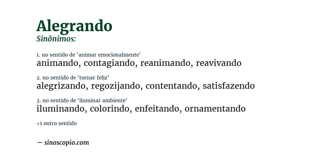 Sinônimo de alegrando