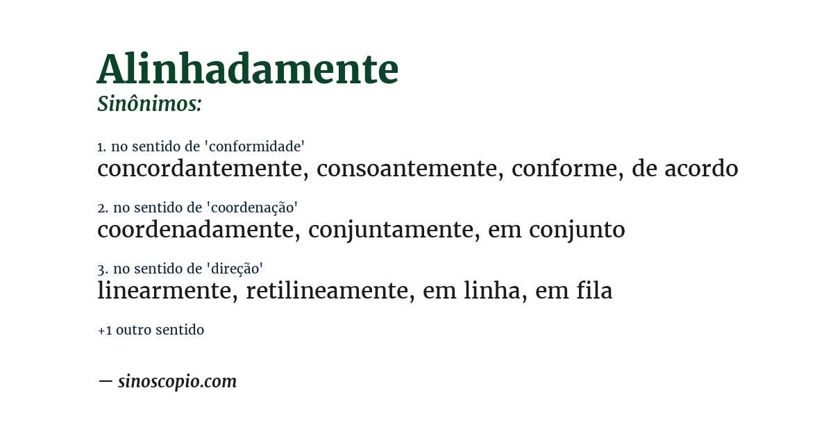 Sinônimo de alinhadamente