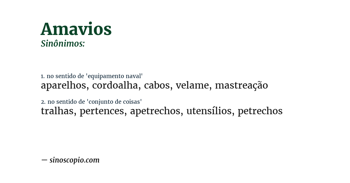 Sinônimo de amavios