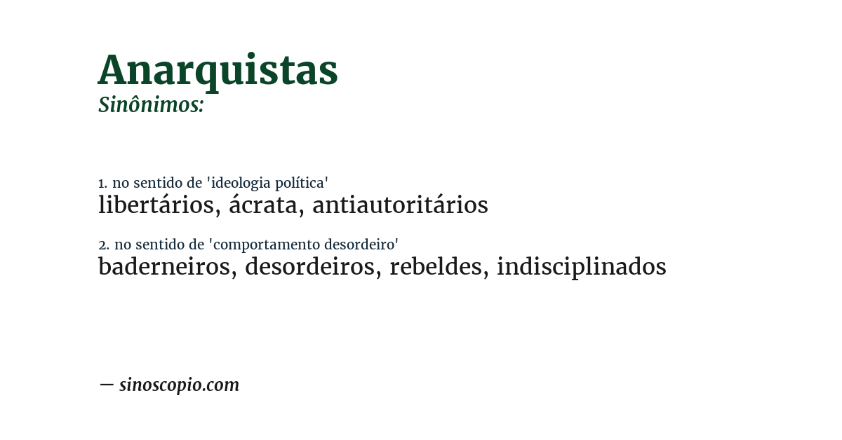 Sinônimo de anarquistas