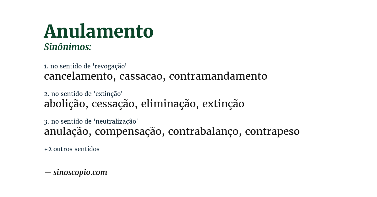 Sinônimo de anulamento