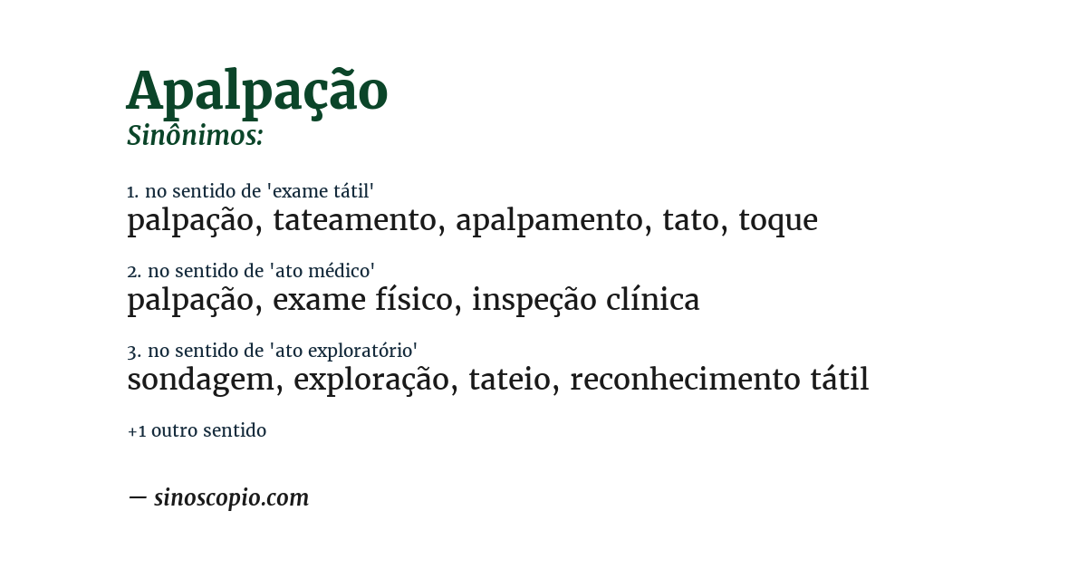 Sinônimo de apalpação
