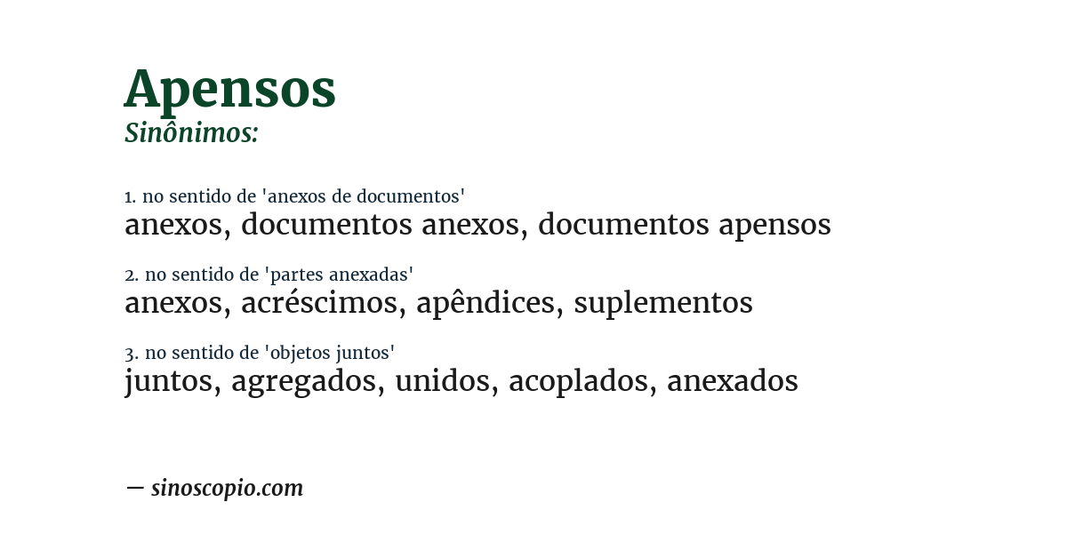 Sinônimo de apensos
