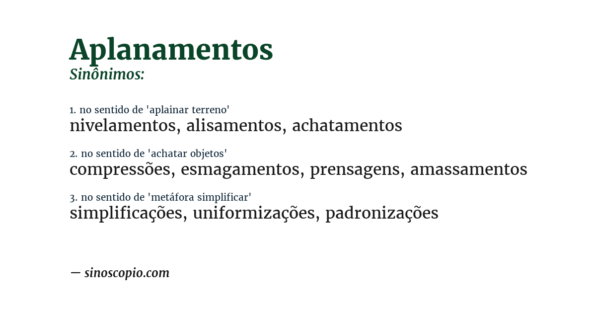 Sinônimo de aplanamentos