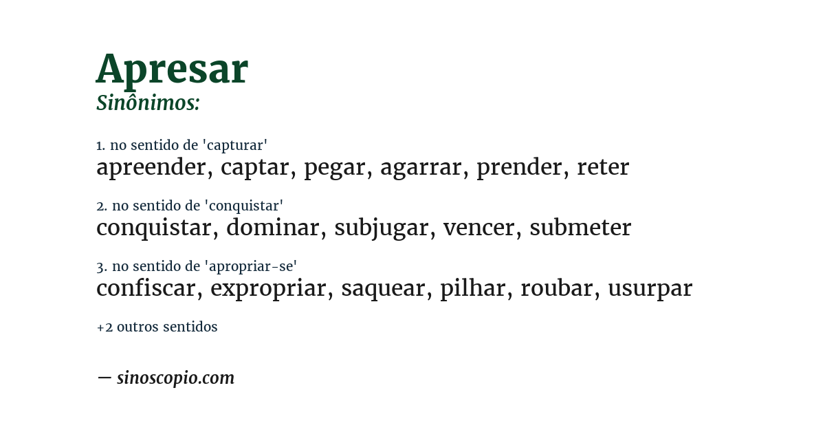 Sinônimo de apresar