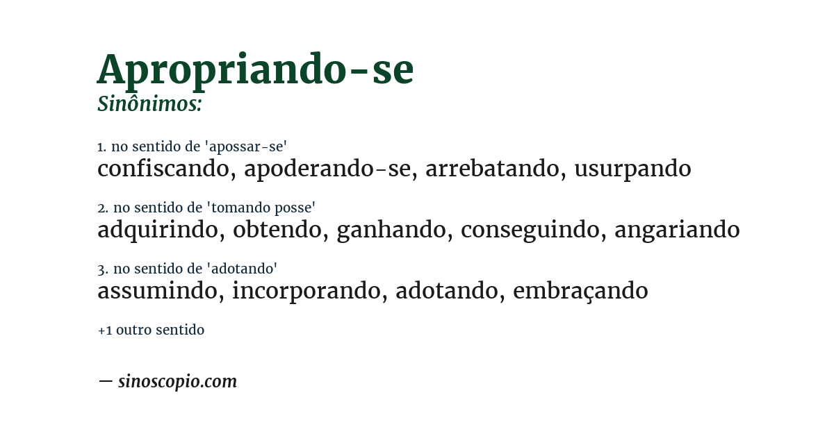 Sinônimo de apropriando-se