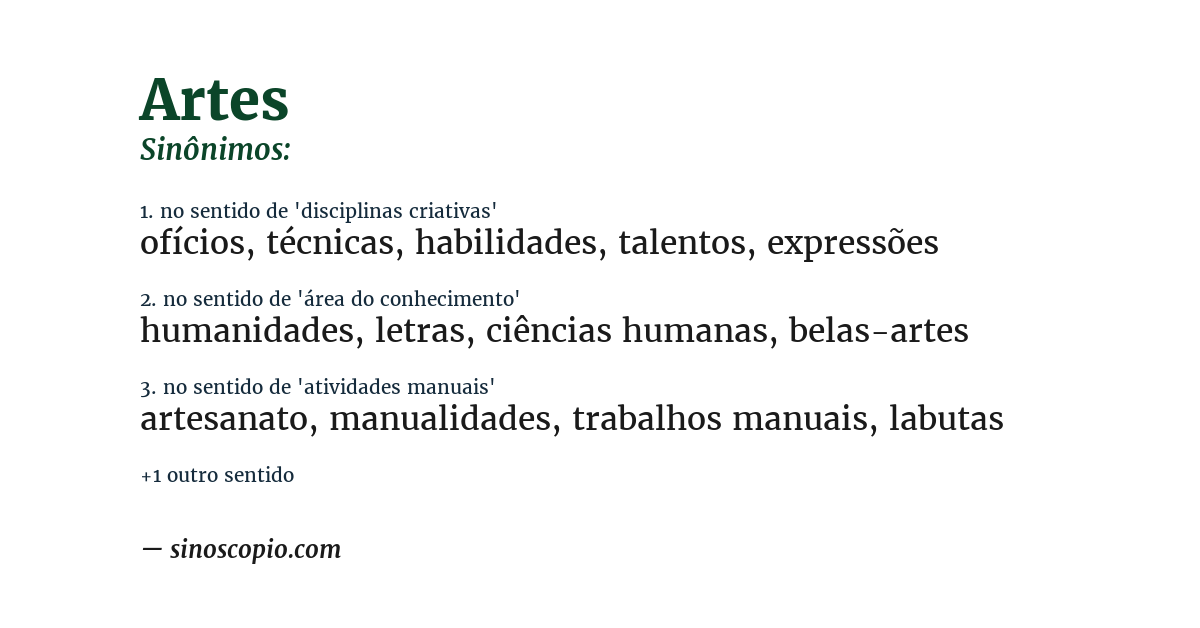 Sinônimo de artes