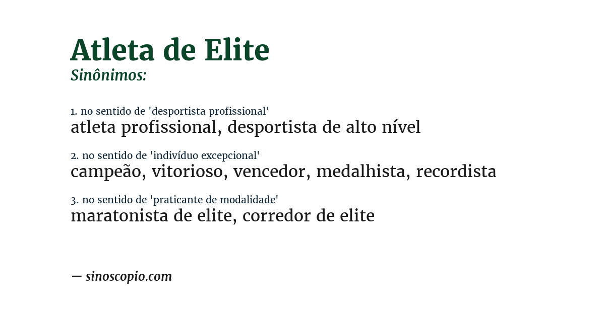 Sinônimo de atleta de elite