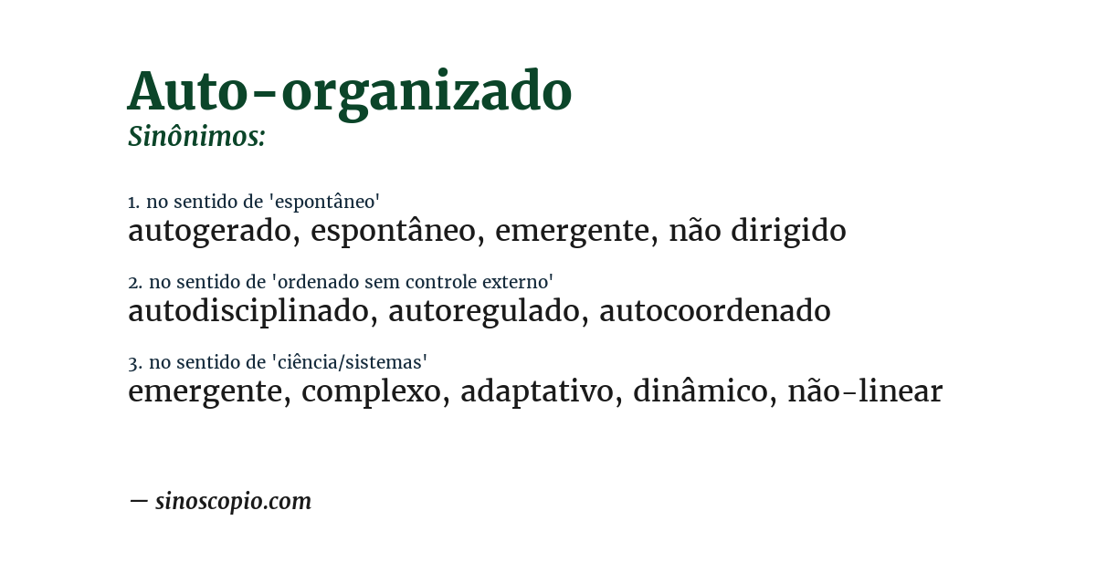 Sinônimo de auto-organizado