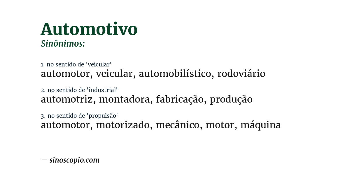 Sinônimo de automotivo