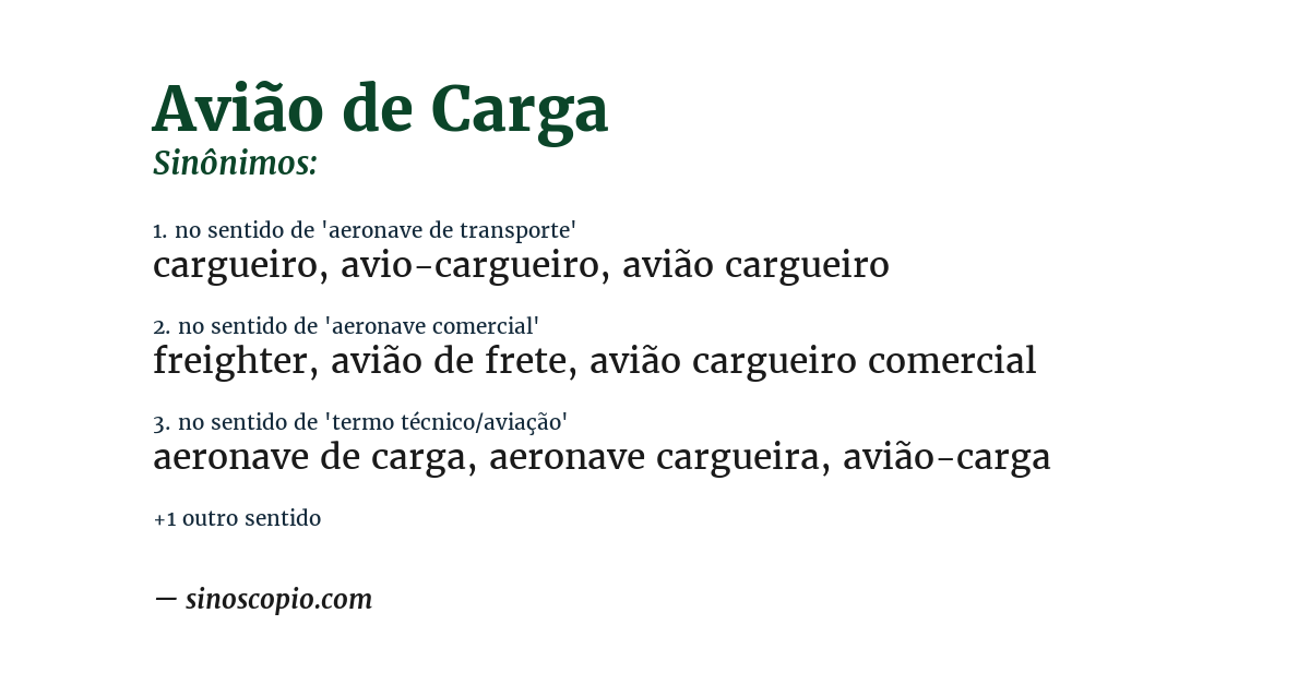 Sinônimo de avião de carga