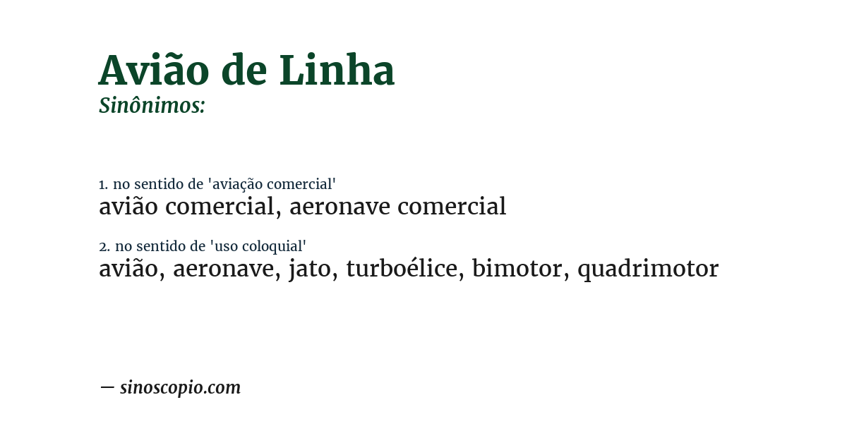 Sinônimo de avião de linha