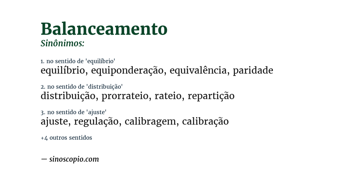 Sinônimo de balanceamento