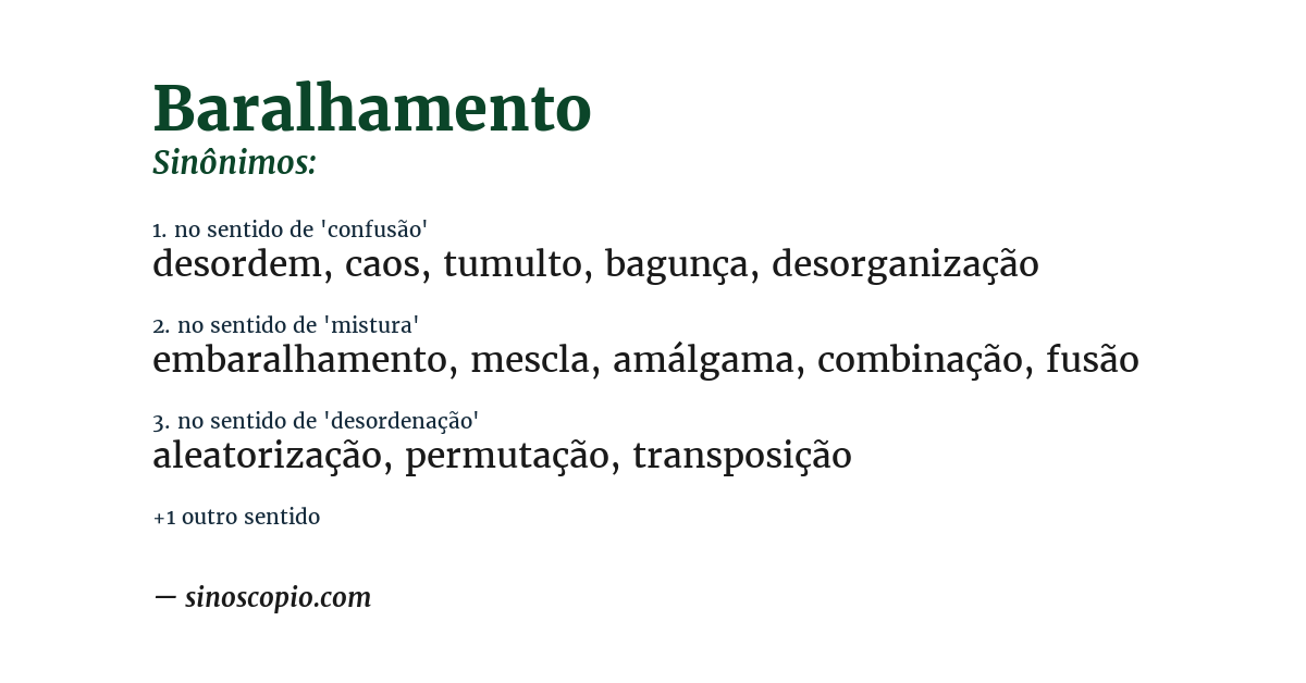 Sinônimo de baralhamento