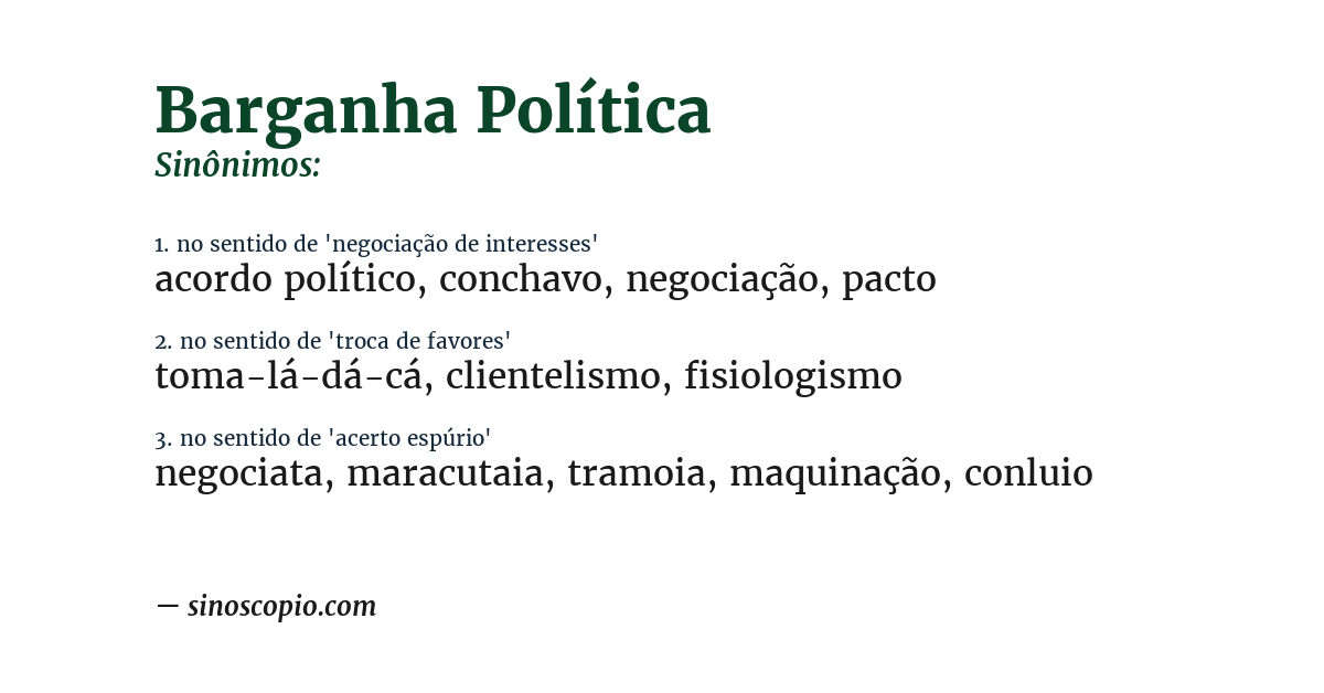 Sinônimo de barganha política