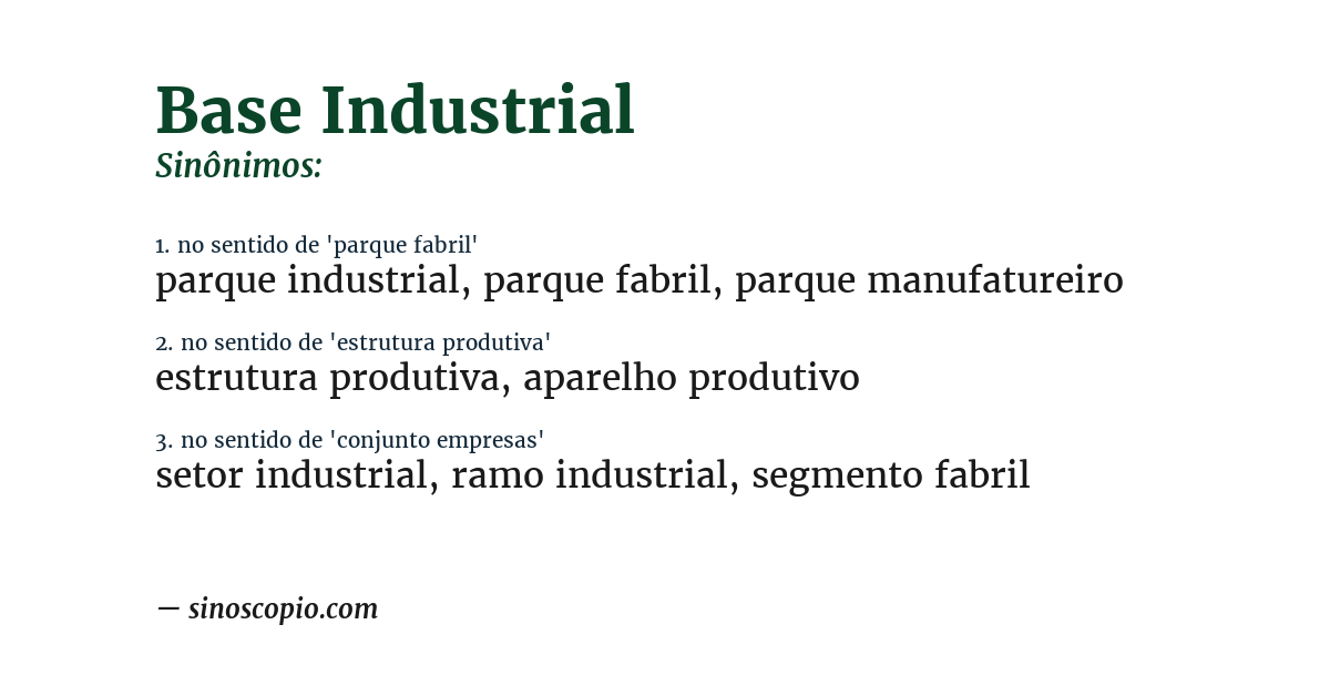 Sinônimo de base industrial