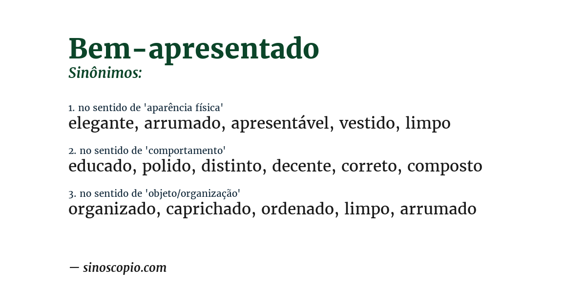 Sinônimo de bem-apresentado