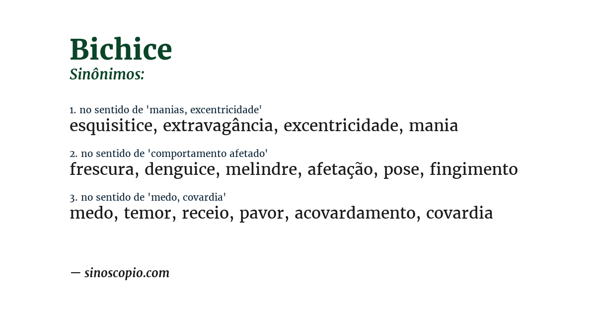 Sinônimo de bichice