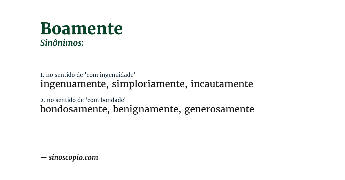 Sinônimo de boamente