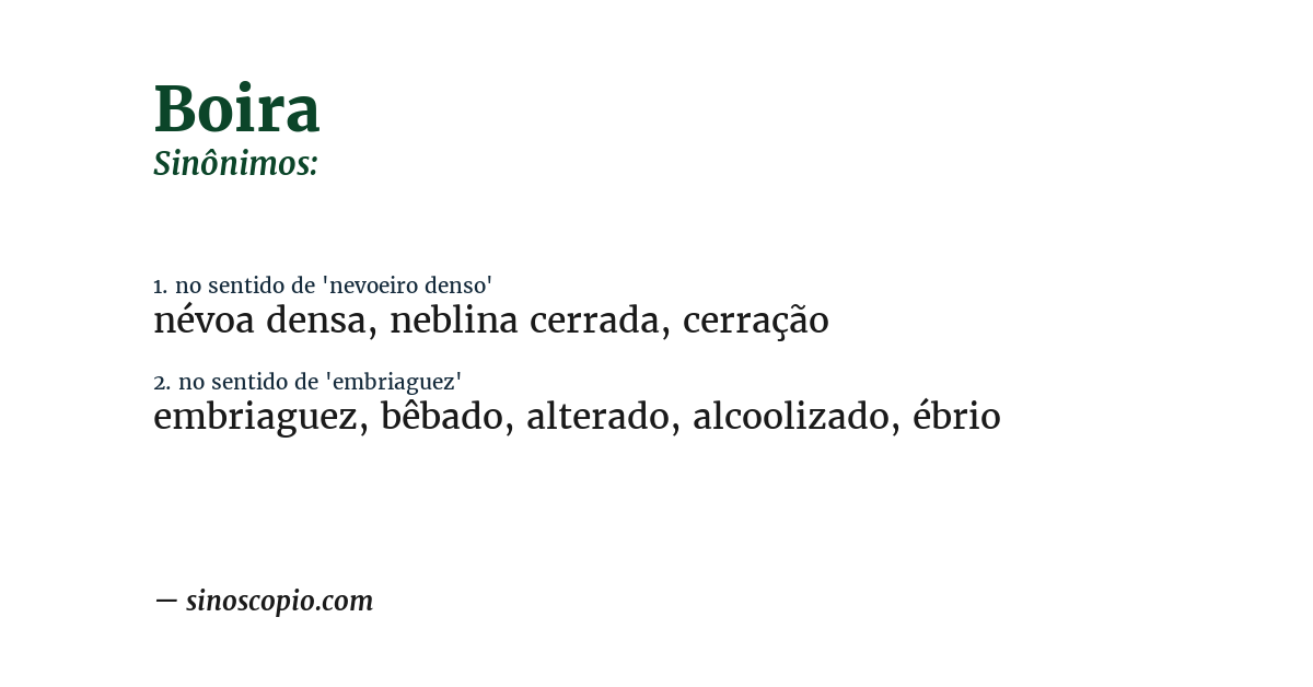 Sinônimo de boira