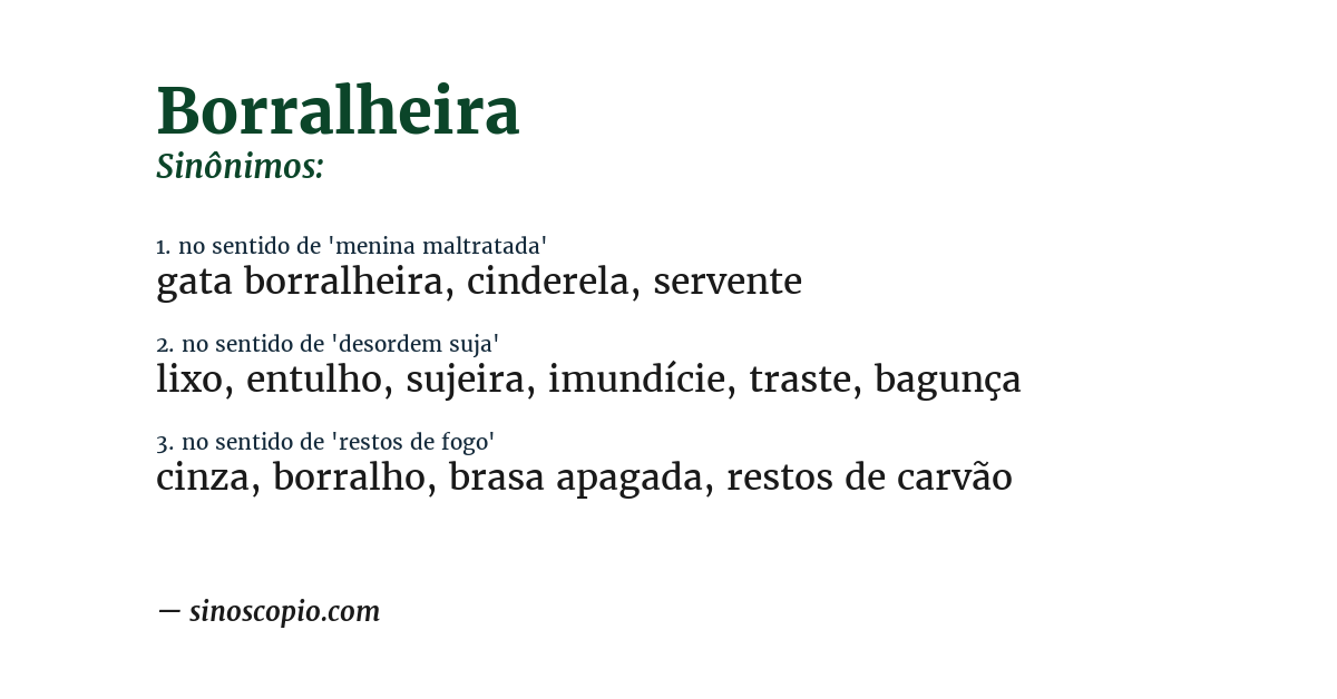 Sinônimo de borralheira